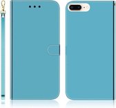 Voor iPhone 7 Plus / 8 Plus Geïmiteerd Spiegeloppervlak Horizontale Flip Leren Case met Houder & Kaartsleuven & Portemonnee & Lanyard (Blauw)
