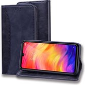 Voor Geschikt voor Xiaomi Redmi Note 7 / Note 7 Pro Zakelijke stiksels Horizontale flip lederen tas met dubbel vouwen & beugel & kaartsleuven & fotolijst & portemonnee (zwart)