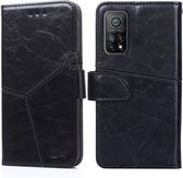 Voor Xiaomi Redmi K30S Geometrische stiksels Horizontale flip TPU + PU lederen tas met houder & kaartsleuven en portemonnee (zwart)