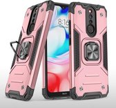 Voor Xiaomi Redmi 8 magnetisch pantser schokbestendig TPU + pc-hoesje met metalen ringhouder (roségoud)