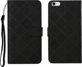 Etnische stijl reliëf patroon horizontale flip lederen tas met houder & kaartsleuven & portemonnee & lanyard voor iPhone 6 (zwart)