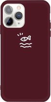 Voor iPhone 11 Pro Small Fish Pattern Colorful Frosted TPU telefoon beschermhoes (wijnrood)