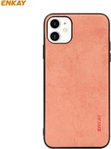 Voor iPhone 11 ENKAY ENK-PC028 Business Series Fabric Texture PU-leer + TPU Soft Slim Case (oranje)