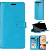 Voor LG K61 Pure kleur horizontaal Flip PU lederen tas met houder & kaartsleuven & portemonnee & fotolijst (blauw)