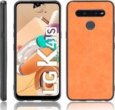 Voor LG K41S / K51S Schokbestendig Naaien Koe Patroon Huid PC + PU + TPU Case (Oranje)