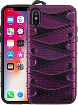 Voor iPhone X / XS PC + TPU 2 in 1 Y-vormige afneembare schokbestendige beschermhoes (paars)