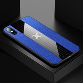 Voor iPhone X / XS XINLI gestikte doek textuur schokbestendige TPU beschermhoes (blauw)