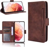 Voor Samsung Galaxy S21 + 5G Skin Feel Kalfspatroon Horizontale Flip Leren Case met Houder & Kaartsleuven & Fotolijst (Bruin)