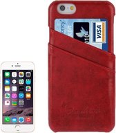 Deluxe retro PU lederen achterkant hoes met kaartsleuven met mode-logo voor iPhone 6 & 6S (rood)