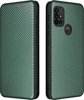 Voor Motorola Moto G30 / G10 Koolstofvezel Textuur Magnetische Horizontale Flip TPU + PC + PU lederen tas met kaartsleuf (groen)