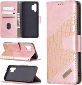 Voor Samsung Galaxy A32 4G Bijpassende Kleur Krokodil Textuur Horizontale Flip PU Lederen Case met Portemonnee & Houder & Kaartsleuven (Rose Goud)