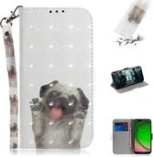 3D Schilderen Patroon Gekleurde Tekening Horizontale Flip Leren Case met Houder & Kaartsleuven & Portemonnee Voor Motorola Moto G7 Play (Pug)