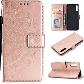 Voor Sony Xperia 10 II Totem Bloem Reliëf Horizontale Flip TPU + PU Leren Case met Houder & Kaartsleuven & Portemonnee (Rose Goud)