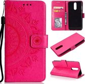 Voor Huawei Mate 10 Lite Totem Bloem Reliëf Horizontale Flip TPU + PU lederen tas met houder & kaartsleuven & portemonnee (rood)