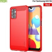 Voor Samsung Galaxy A32 5G MOFI Gentleness Series geborstelde textuur koolstofvezel zachte TPU-hoes (rood)