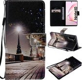 Voor Galaxy Note 10 Geschilderd patroon horizontaal Flip lederen tas, met portemonnee & houder & kaartsleuven & lanyard (stadsgezicht)