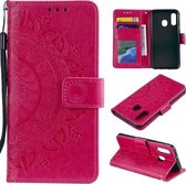 Voor Samsung Galaxy A20e Totem Bloem Reliëf Horizontale Flip TPU + PU lederen tas met houder & kaartsleuven & portemonnee (rood)