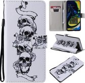 Voor Galaxy A80 / A90 Geschilderd Patroon Horizontale Flip Leren Case, met Portemonnee & Houder & Kaartsleuven & Lanyard (Schedel)