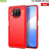 Voor Geschikt voor Xiaomi Mi 10T Lite / Mi 10i 5G / Note 9 Pro 5G MOFI Gentleness-serie Geborstelde textuur Koolstofvezel Zachte TPU-hoes (rood)