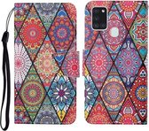 Voor Samsung Galaxy A21s Gekleurde Tekening Patroon Horizontale Flip Leren Case met Houder & Kaartsleuven & Portemonnee & Lanyard (Rhombus Totem)