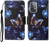 Voor Samsung Galaxy A52 5G / 4G Gekleurde Tekening Patroon Horizontale Flip Leren Case met Houder & Kaartsleuven & Portemonnee & Lanyard (Maan Vlinder)