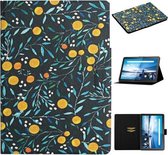 Voor Lenovo Tab M10 Bloempatroon Horizontale Flip lederen tas met kaartsleuven en houder (geel fruit)