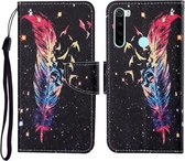 Voor Xiaomi Redmi Note 8T Gekleurde Tekening Patroon Horizontale Flip Leren Case met Houder & Kaartsleuven & Portemonnee & Lanyard (Veer)