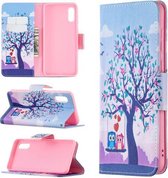 Voor Samsung Galaxy A02 / M02 Gekleurde Tekening Patroon Horizontale Flip Leren Case met Houder & Kaartsleuven & Portemonnee (Uil)