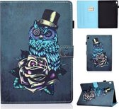 Voor Lenovo Tab M10 HD TB-X505F Gekleurde tekening Stiksels Horizontale flip lederen tas, met houder en kaartsleuven en slaap- / wekfunctie (Rose Owl)