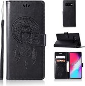 Windgong Uil Embossing Patroon Horizontale Flip lederen tas met houder & kaartsleuven & portemonnee voor Galaxy S10 5G (zwart)