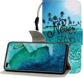 Voor Huawei Honor V30 / V30 Pro Gekleurde Tekening Horizontale Flip Leren Case met Houder & Kaartsleuf & Portemonnee (Blue Coconut Grove)