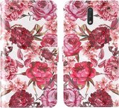 Voor Nokia 2.3 3D-schilderij Gekleurd tekeningpatroon Horizontaal Flip TPU + PU-lederen hoes met houder & kaartsleuven & portemonnee & lanyard (kleine rode bloem)