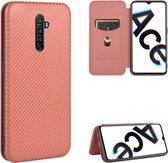 Voor OPPO Rnoe Ace Koolstofvezel Textuur Magnetische Horizontale Flip TPU + PC + PU lederen tas met kaartsleuf (bruin)