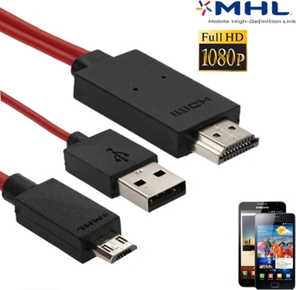 Câble Lightning / USB-C / microUSB vers HDMI 1.8M OTN-7537A - Gris