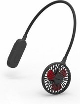 Hangende nek Oortelefoon Clip Ventilator Studentenflat Draagbaar USB Opvouwbare miniventilator (zwart)