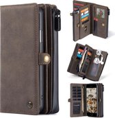 Voor iPhone 8 Plus / 7 Plus CaseMe 018 Afneembare multifunctionele horizontale flip lederen tas met kaartsleuf & houder & rits Portemonnee & fotolijst (bruin)