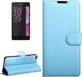 Voor Sony Xperia E5 Litchi Texture Horizontale Flip Leren Case met Magnetische Gesp & Houder & Kaartsleuven & Portemonnee (Blauw)