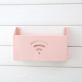 Wandgemonteerde router opbergdoos tijdschriftenrekhouder (roze)