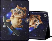 Voor Lenovo Tab FHD M10 Plus X606F Gekleurde Tekening Horizontale Flip Leren Case met Houder & Kaartsleuven & Slaap / Wekfunctie (Skateboard Kat)