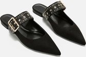 Klinknagels Muilezels Puntige kop Teen Flat Bottom Slipper, maat: 37 (zwart)