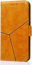 Voor Nokia 5.3 Geometrische stiksels Horizontale flip TPU + PU lederen tas met houder & kaartsleuven en portemonnee (geel)