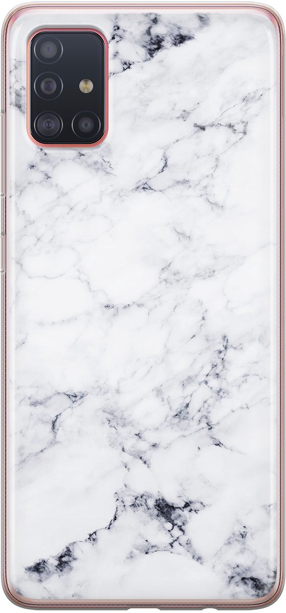 Leuke Telefoonhoesjes - Hoesje geschikt voor Samsung Galaxy A51 - Marmer grijs - Soft case - TPU - Marmer - Grijs