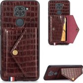 Voor Xiaomi Redmi 10X 4G / Note 9 Krokodilpatroon PU + TPU + PVC Breukvast gsm-hoesje met magnetische onzichtbare houder & houder & kaartsleuven (bruin)