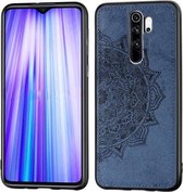 Voor Xiaomi Redmi Note 8 Pro Reliëf Mandala-patroon PC + TPU + stoffen telefoonhoes met draagkoord & magnetisch (blauw)