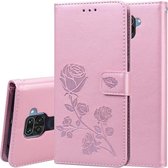 Voor Xiaomi Redmi Note 9 Rose reliëf horizontale flip PU lederen tas met houder & kaartsleuven & portemonnee (rose goud)