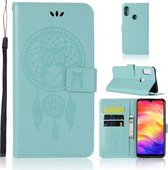 Windgong Uil Embossing Patroon Horizontale Flip lederen tas met houder & kaartsleuven & portemonnee voor Xiaomi Redmi Note 7 (groen)