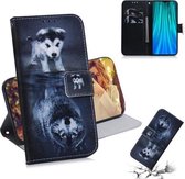 Voor Xiaomi Redmi Note 8 Pro Schilderen Patroon Gekleurde Tekening Horizontale Flip Leren Case met Houder & Kaartsleuven & Portemonnee (Wolf En Hond)