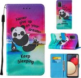 Voor Samsung Galaxy A02s Cross Textuur Schilderen Patroon Horizontale Flip Leren Case met Houder & Kaartsleuven & Portemonnee & Lanyard (Slapende Panda)