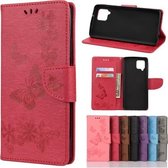 Voor Samsung Galaxy A42 5G vlinders reliëf horizontale flip lederen tas met houder & kaartsleuven & portemonnee (rood)