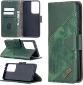 Voor Samsung Galaxy S21 Ultra 5G Bijpassende Kleur Krokodil Textuur Horizontale Flip PU Lederen Case met Portemonnee & Houder & Kaartsleuven (Groen)